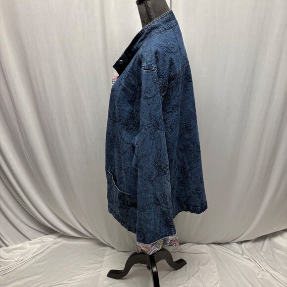Alfred Dunner Denim Jacket Womens Size 20W Embroidered Paisley Floral Buttons - Picture 3 of 8